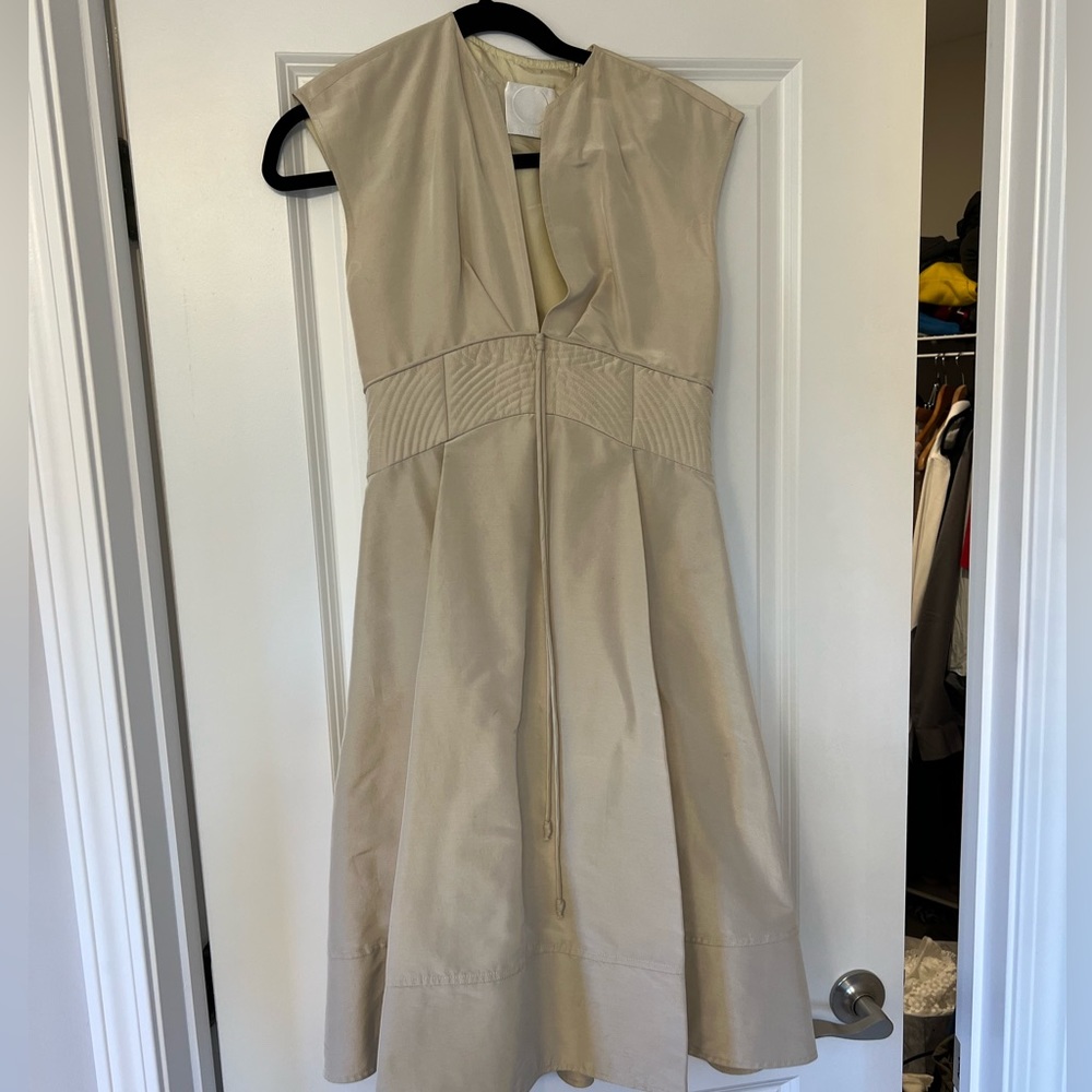 Designer, Chado Ralph Rucci, sample size 0, cream/beige dress, 2012 collection